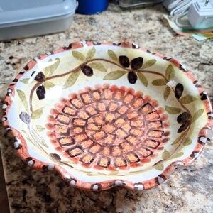 Hand-Painted Ceramic Serving Bowl